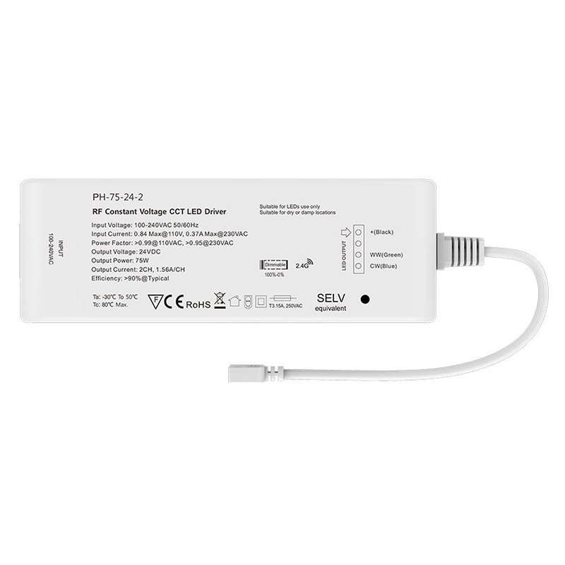 2CH 75W DC24V AC Input RF LED Dimmable Driver PH-75-24-2